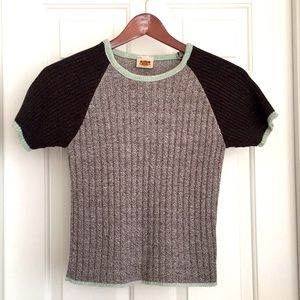 Route 66 Top Size Small Brownish Tee Short Sleeves Ribbed Fabric